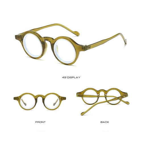 Round Eyeglasses Men Women Retro Fashion Clear Lens Full Frame Glasses Frames - Picture 8 of 31