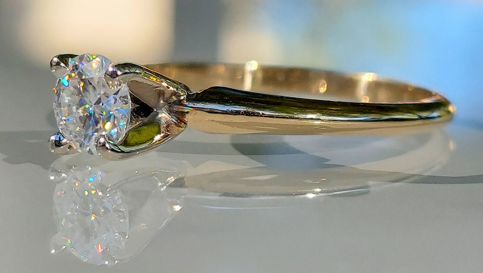 Solitaire , Engagement ring , solid gold ring , D… - image 3