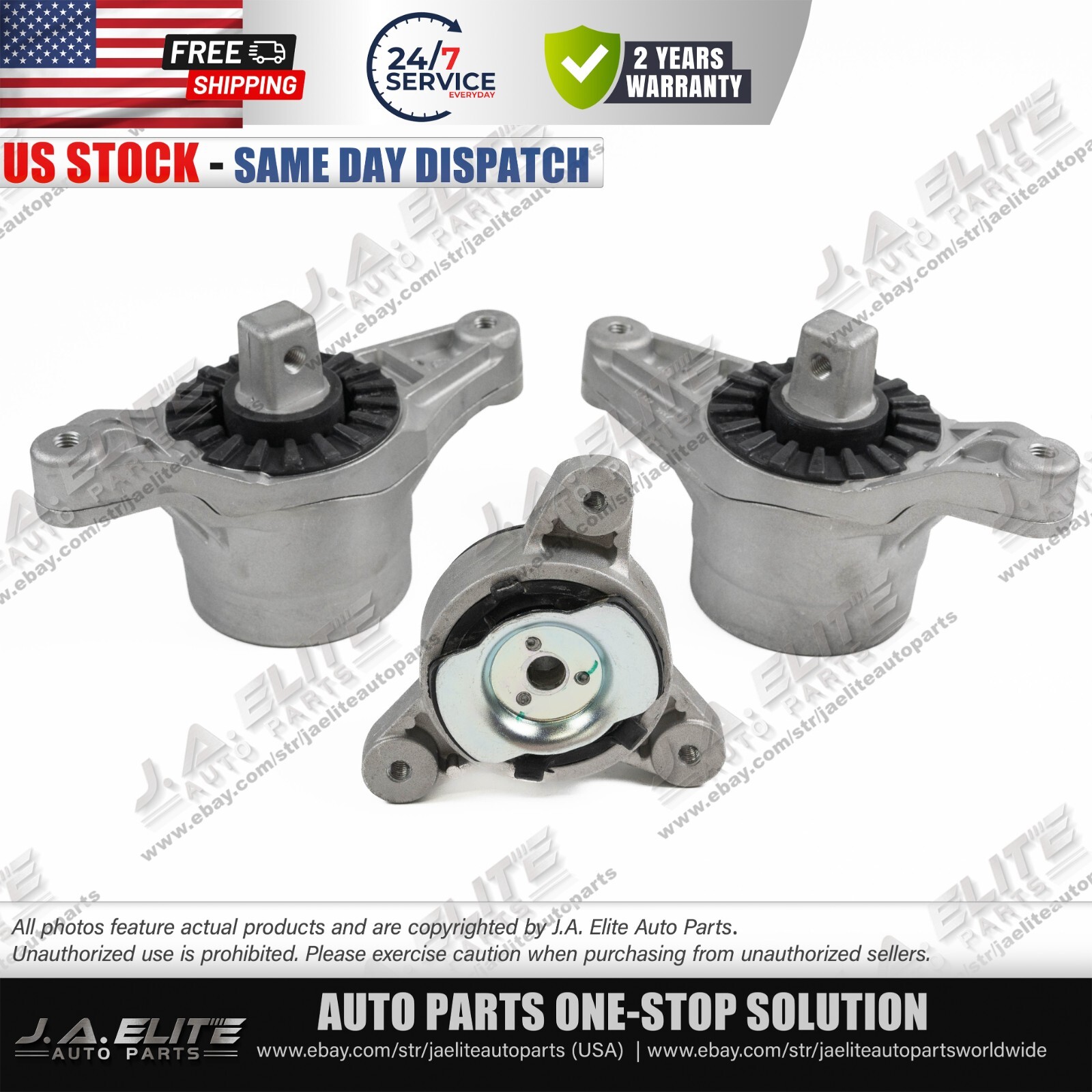 3pcs Engine Transmission Mount Kit fit Maserati Ghibli Levante Quattroporte 4WD