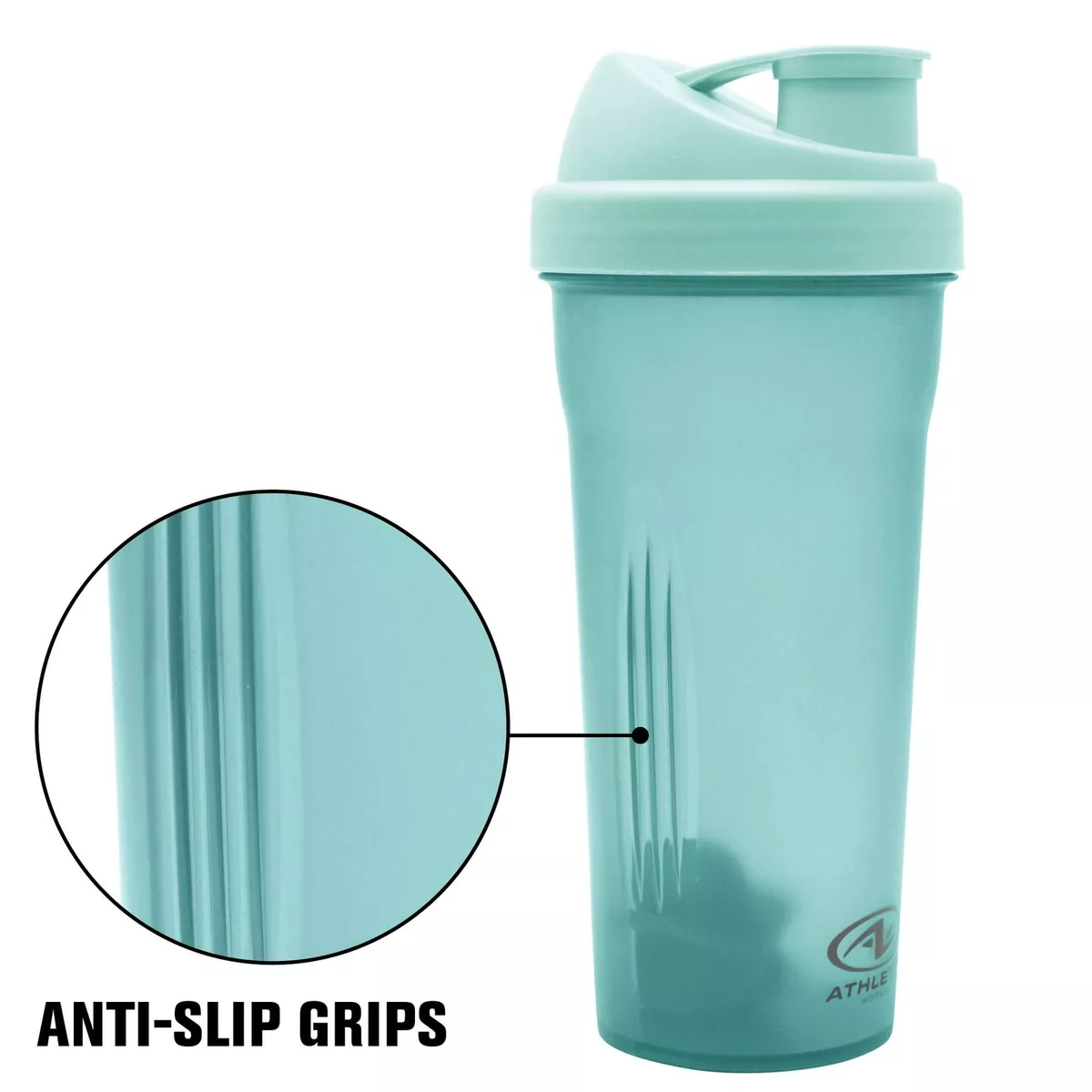 Athletic Works 24oz Aqua Protein Drink Shaker Bottle W/Mixing Ball NEW