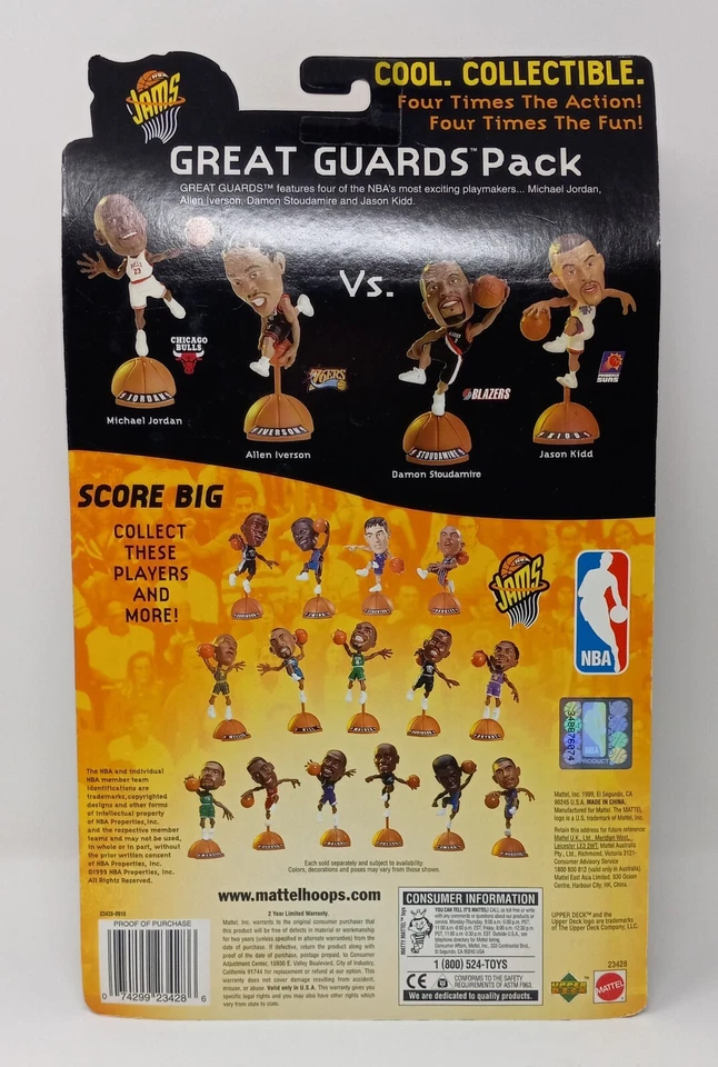 1999 NBA Jams Mattel 4 Action Figures Michael Jordan Iverson Kidd Stoudamire NEW - Image 2 of 4