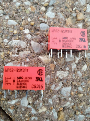2x NEC MR62-12UKSRY SEALED 16pDIP RELAY 12VDC COIL 2A DPDT USA