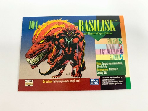 Basilisk Super Villains SkyBox Marvel 1993 Trading Card #104 - Bild 2 von 2
