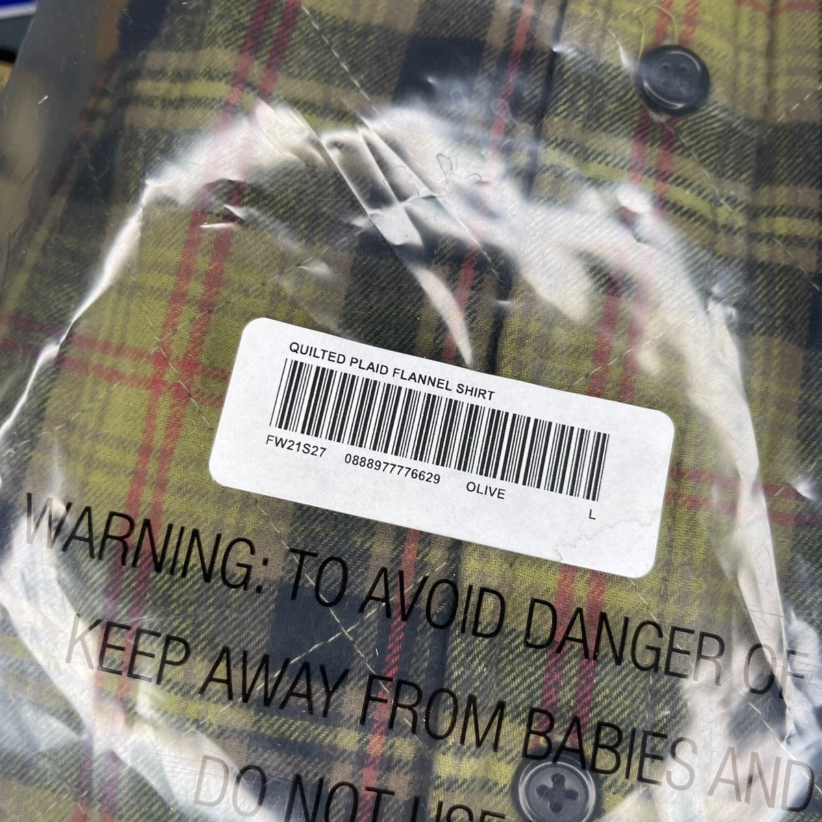 Supreme Quilted Plaid Flannel Olive Large Brand New | eBay