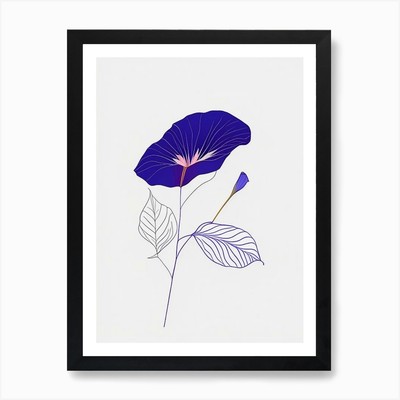 Morning Glory Floral Minimal Line D gerahmtes Wandbild Poster Leinwanddruck Bild