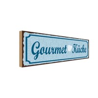 Holzschild 10X27 Cm Gourmet KüChe Blau Kochen Deko Geschenk Holz Schild