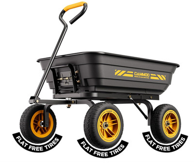 10'' No-Flat Tire 600lb Garden Dump Cart, 4 Cu Ft Utility Wagon
