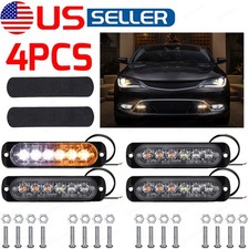 4 Led Amber White Truck Car Emergency Beacon Warning Hazard Flash Strobe Light