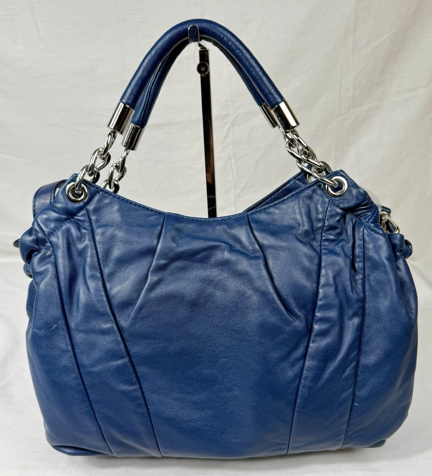 😎😎😎MICHAEL KORS Azul Real Fulton Cuero Hobo 2WAY Bolso de Hombro Asas Dbl Foto 2 de 4
