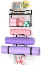 Yoga Mat Holder Black, Wall Mount Yoga Mat Storage Rack, Yoga Accessory Organize