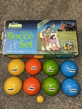 Vintage Franklin Prestige Bocce Ball Set Lawn Game Lacquered Hardwood Italy