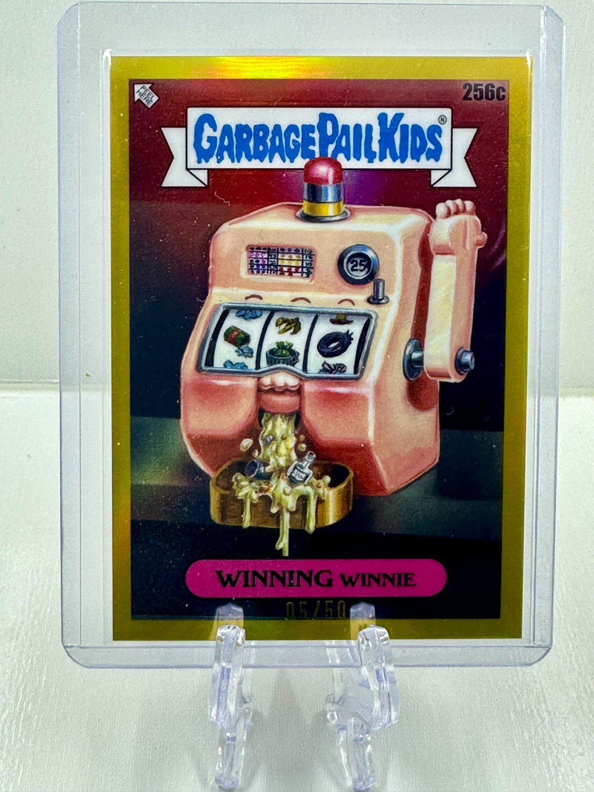 2024 Topps Garbage Pail Kids Chrome Gold Refractor #256c Winning Winnie front