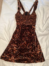 Intimately Free People Womens Velvet Leopard Print Mini Dress size m 