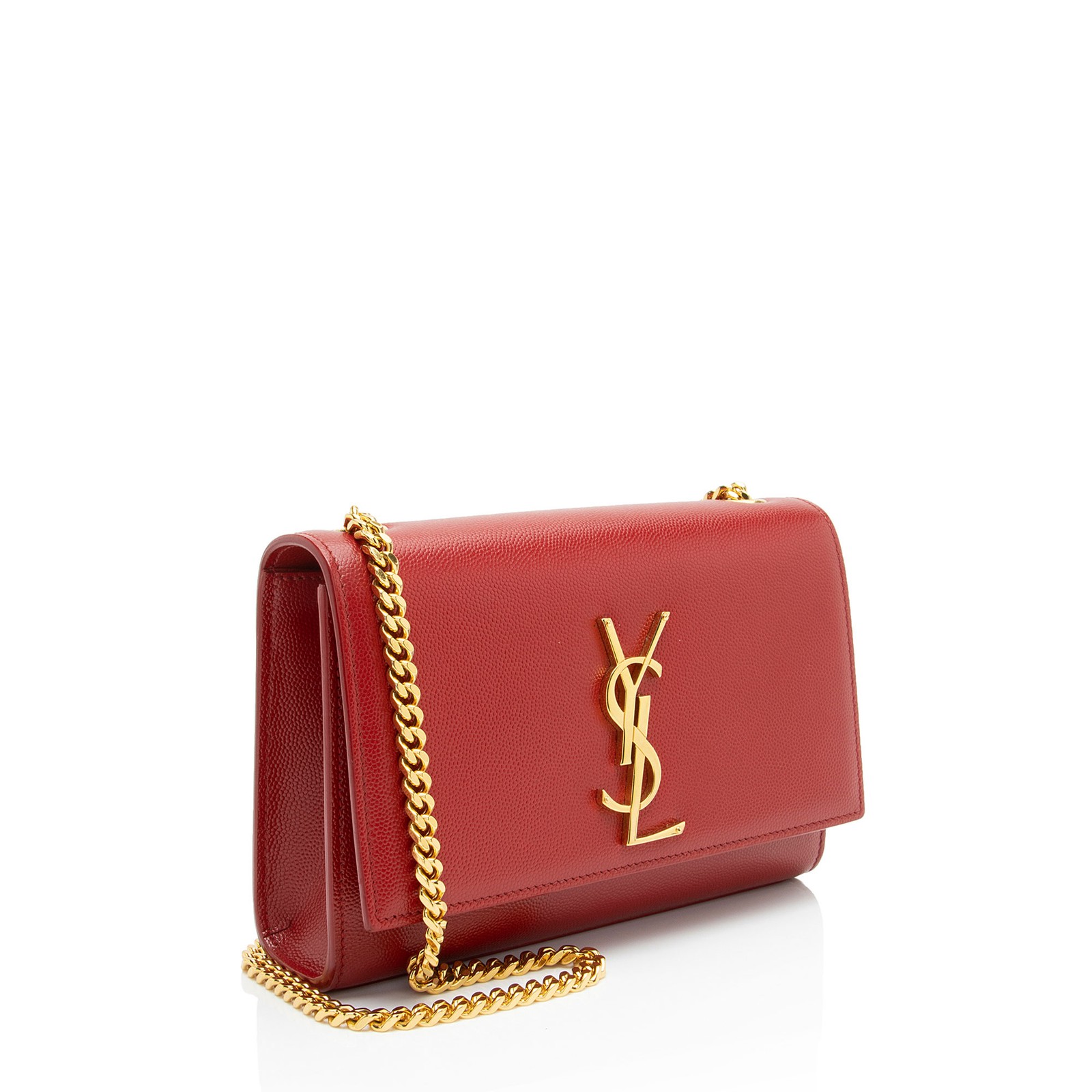 Borsa a tracolla piccola Saint Laurent Grain de Poudre Monogram Kate