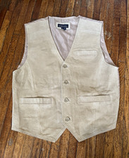 Vintage Basic Editions Vest Mens Tan M Leathe...