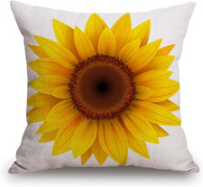 Sunflower Flower Cotton Burlap Linen Throw Pillow Case Cushion Cover Sofa Outdoo