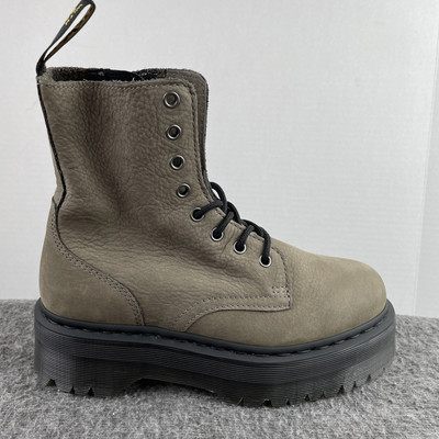 Dr. Martens Jadon Boots Nickel Grey Milled Nubuck Platform Boots Women's 8 NEW