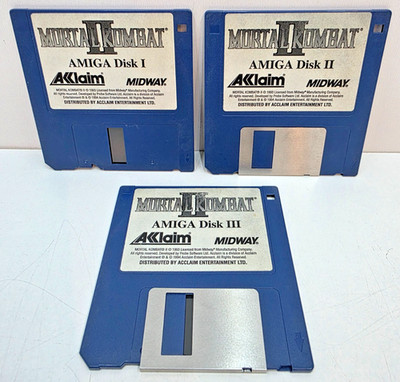 Mortal Kombat II 2 Amiga 500 3,5'' Disketten Disk 1-3 Acclaim Midway Ohne OVP