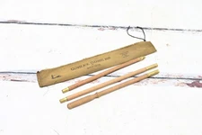 Vintage Gunslick Wood 3 Piece Cleaning Rod With Cloth Storage Bag For Shotgun