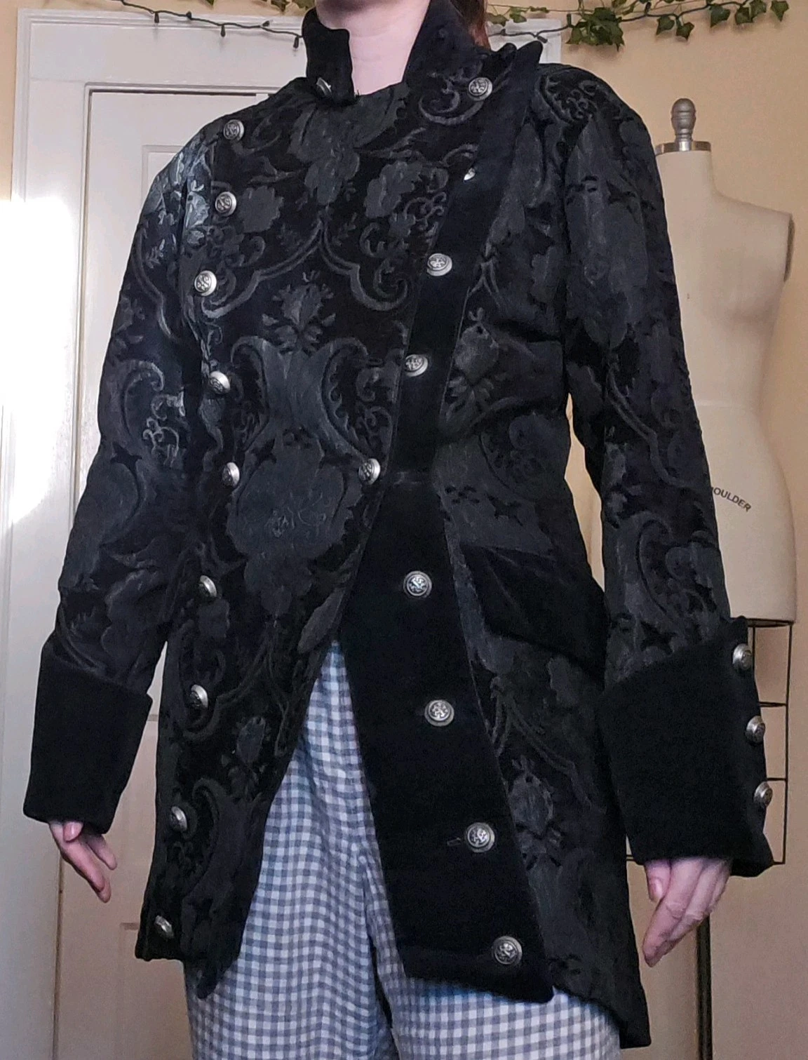 Shrine Hollywood California black brocade gothic steampunk military vampire coat image 22