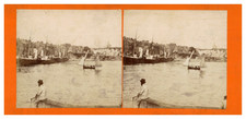 France, Dieppe, View of the station and the port, vintage stereo, ca.1870 France, Diepp