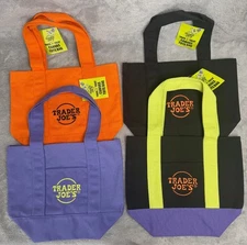 Trader Joe's Halloween Trick or Treat Mini Canvas Tote Bag Set of 4 Limited 2025