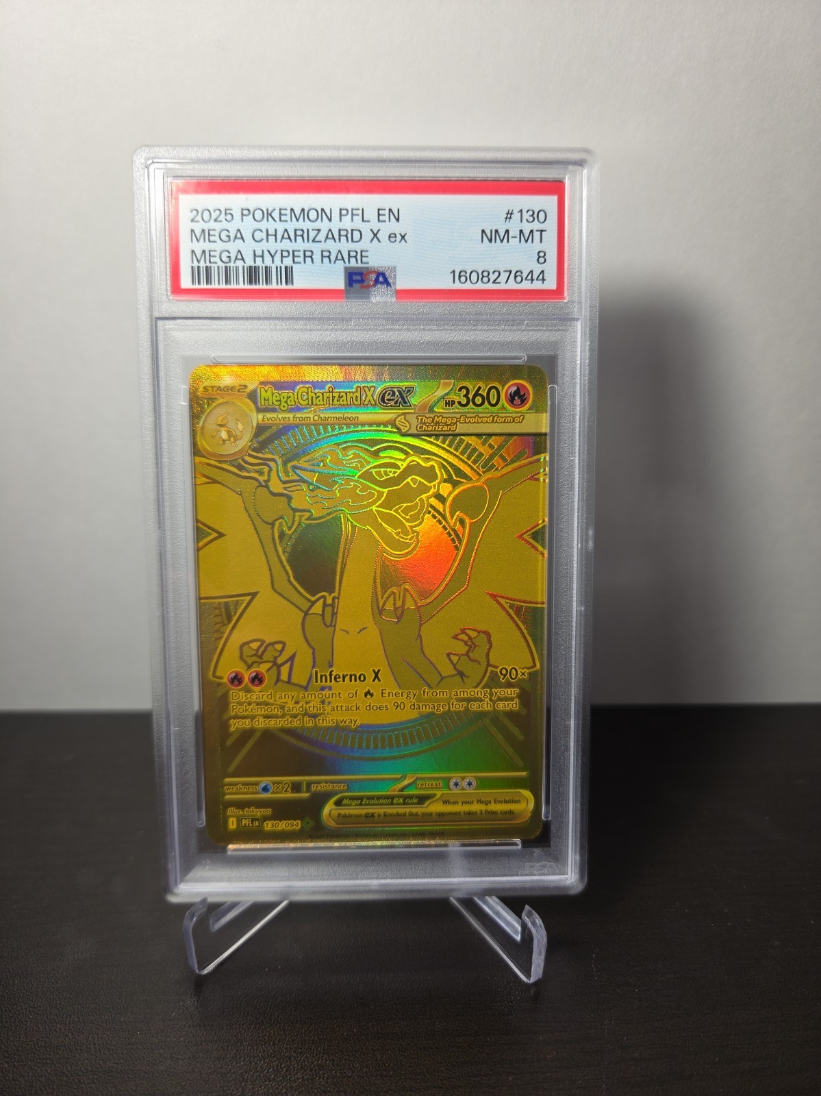 PSA 8 Mega Charizard X ex 130/094 Phantasmal Flames Mega Hyper Rare EN view 1