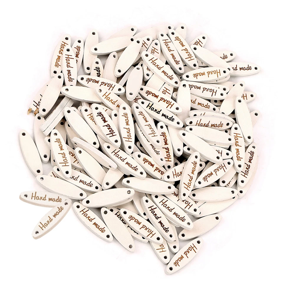 100PCS Oval Holz Handmade 2-Loch Buttons Label Tag Nähen DIY Scrapbooking Crafts - Bild 2 von 4