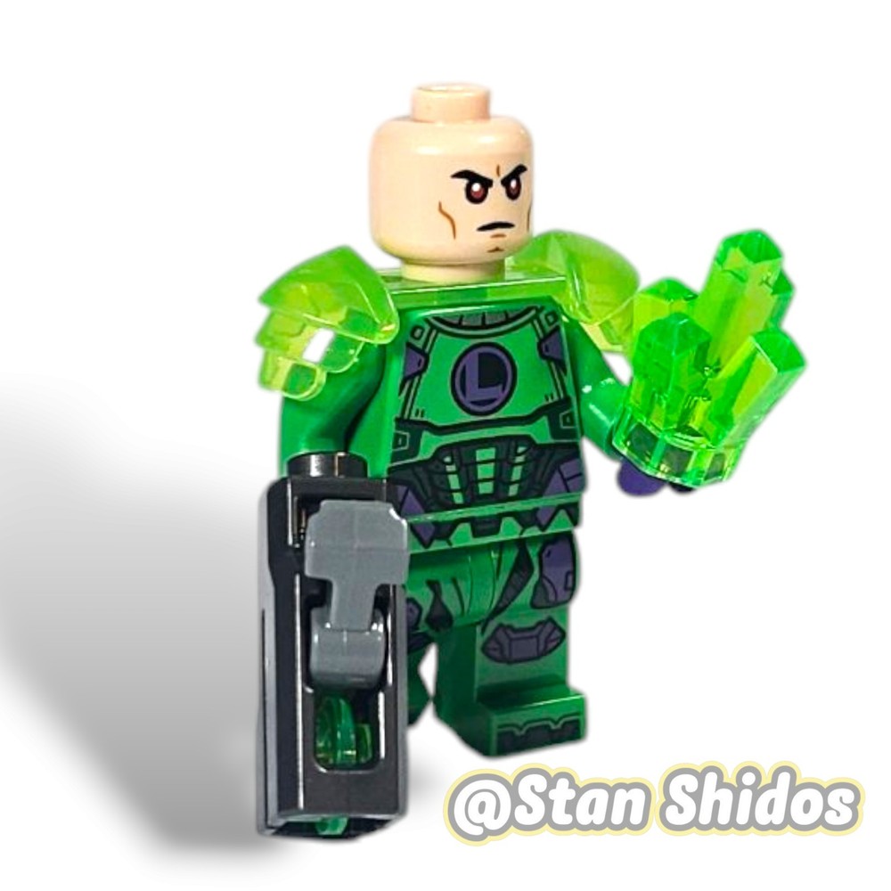 New LEGO Lex Luthor Minifigure with Kryptonite Weapon DC Villain Fast Shipping