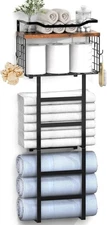Towel Racks for Bathroom, 34IN Rack Wall Mounted Vintage Brown Plank 