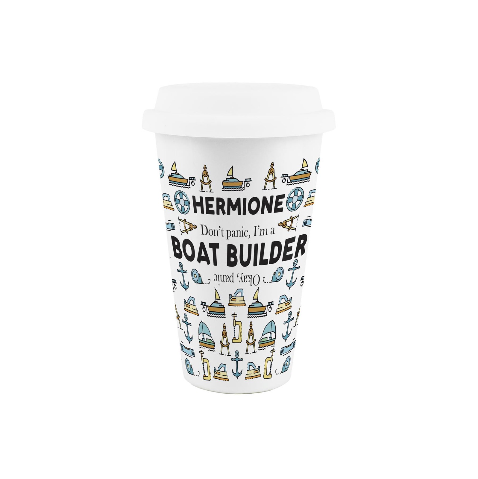 Custom Boat Builder Ceramic Travel Mug - Personalised Flask Gifts for Tradies