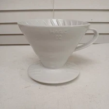 Hario V60 02 Ceramic Pour Over Coffee Dripper White With Handle Japan No Box