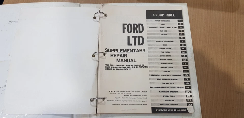 FORD LTD SUPPLEMENT MANUAL FOR ZH FAIRLANE  VERY GOOD ORDER - image 3 of 4