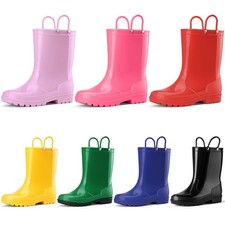 HISEA Kids Waterproof PVC Rain Boots Handles Outdoor Mud Playing Walking Wellies