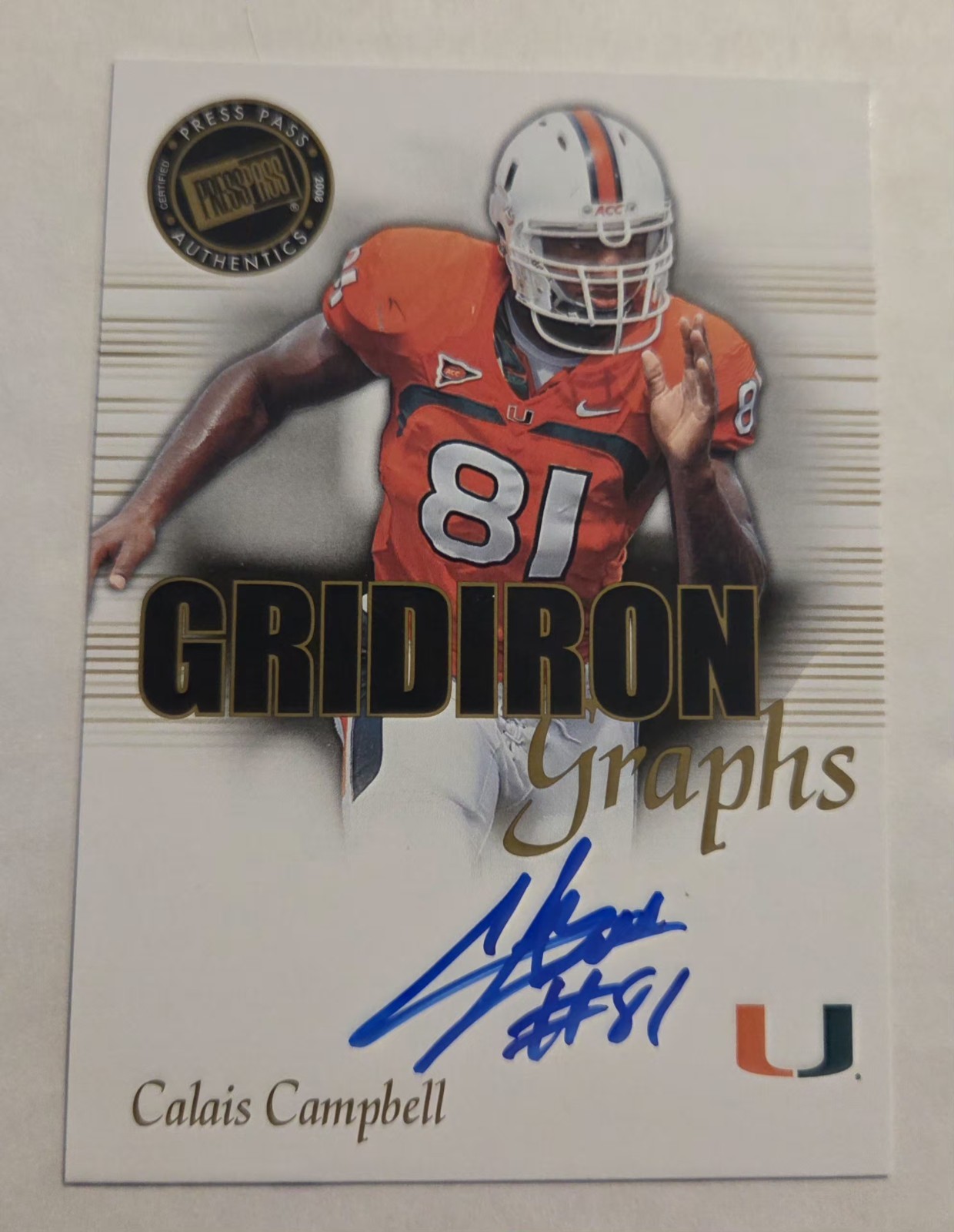 Calais Campbell Press Pass Se Gridiron Graphs #GGCC Base
