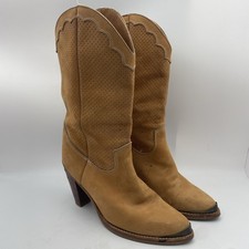 VINTAGE Zodiac USA Brown Heeled Western Boots, 3.5 Heel, Women's 9M