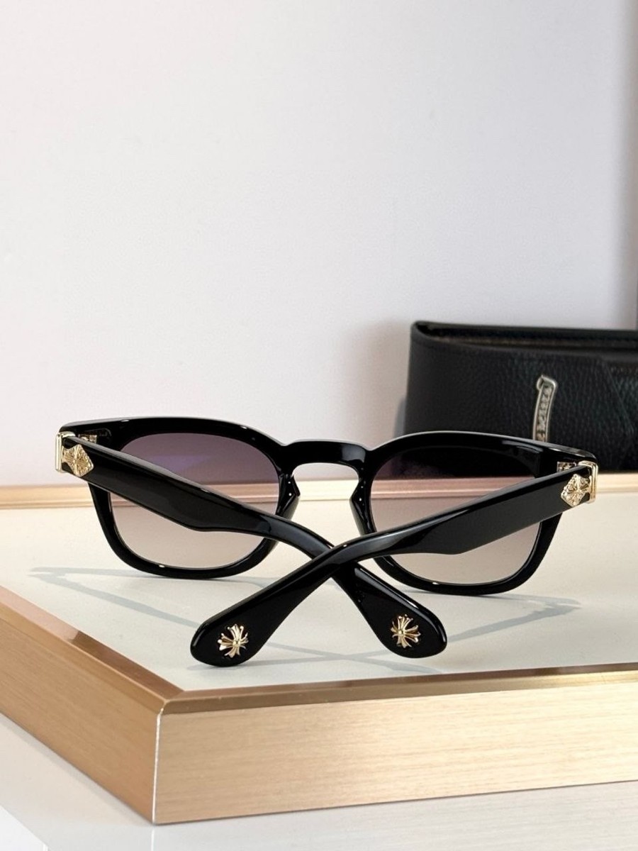 CHROME HEARTS ブラック ゴールド Chrome Hearts Black Sunglasses Luxury Square Frame Gold Cross