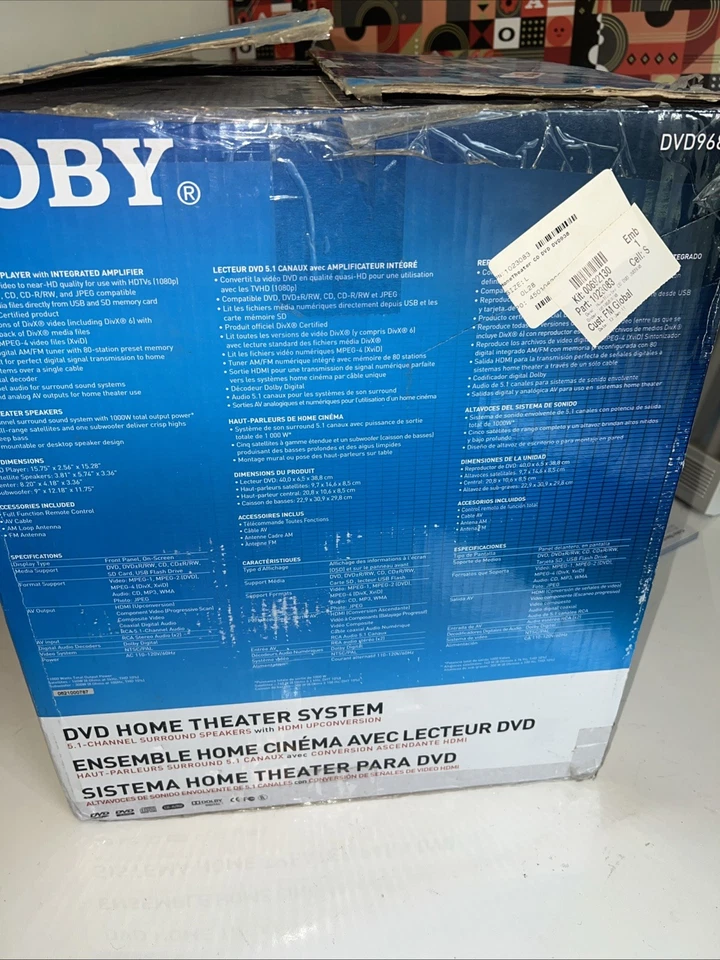 Sistema de cine en casa con sonido envolvente Coby DVD 968 1000 vatios - ligeramente usado - probado Foto 3 de 4