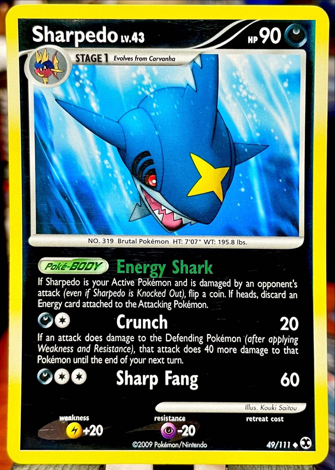 Pokemon Sharpedo 49/111 Platinum Rising Rivals Reverse Holo LP