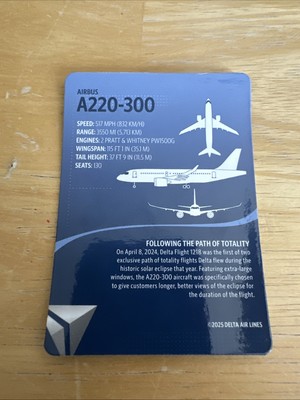 New! 2025 Delta Air Lines Pilot Trading Cards A220 #64 | eBay