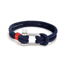 Mens Nautical Double Strand U shape Shackle Survival Rope Bracelet