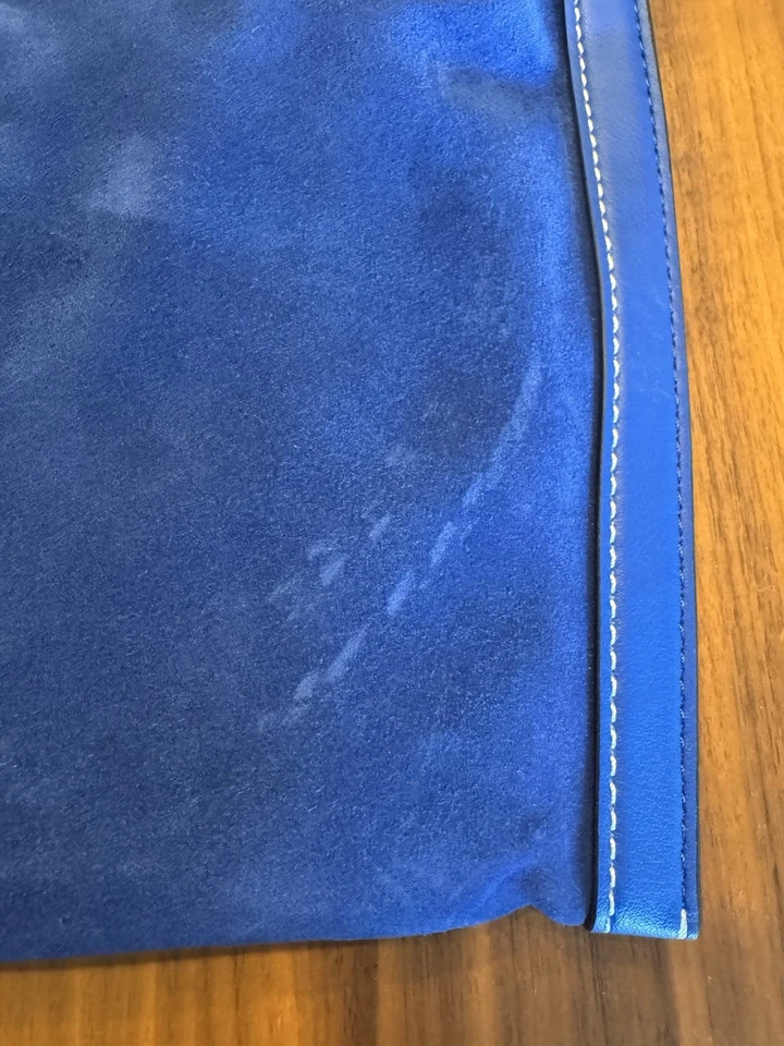 Bolso Minetta Proenza Schouler Etiqueta Blanca Azul Gamuza Diseñador Nuevo con Etiquetas Gamuza Rayada Foto 3 de 4