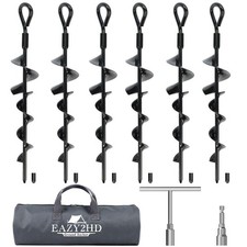 6 PCS 15 Inch Heavy Duty Tent Stakes Ground Anchors Spiral ScrewIn Tool