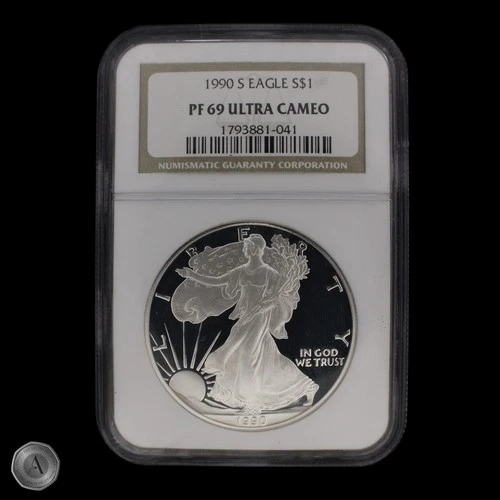 1990 American Silver Eagle PF69 Ultra Cameo NGC Brown Label -Z004