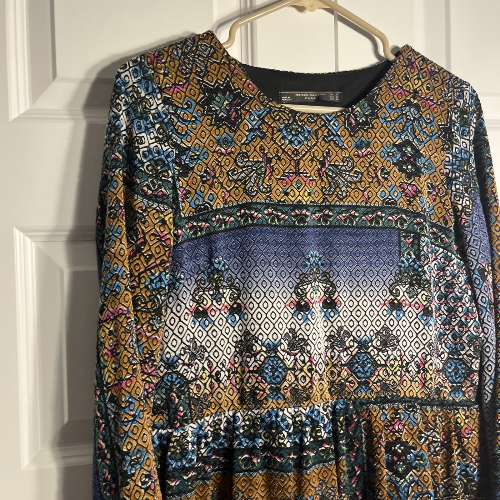 Zara Trafaluc Collection Patchwork Print Midi Dress Size Medium thumbnail 4