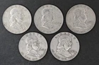 Lot of 5 Franklin Half Dollars.  Ungraded, circulated Lot 2545-53