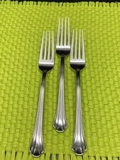 3 Gorham Design Studios Japan Dinner Forks NOUVEAU Glossy Stainless 8 inch