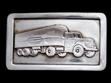 MA23112 VINTAGE 1950s  18-WHEELER SEMI-TRUCK  CHROME PLATED SOLID BRASS BUCKLE