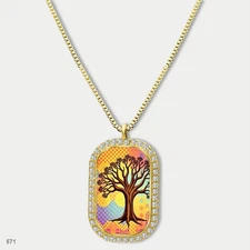 New Colorful Tree of Life Pendant Necklace Chain Image Dog Tag Chain Gift Design
