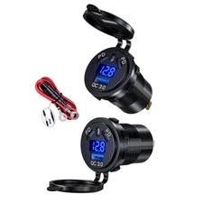 Dual 45W Type C & 18W QC3.0 Car Charger Socket with Voltage Display and Switch